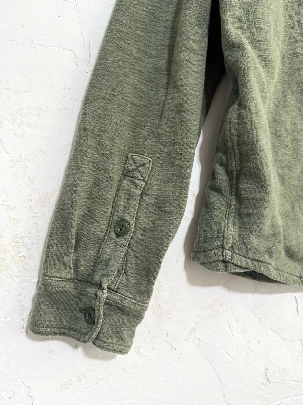 J. Crew Knit Goods Olive Green Cotton Waffle Shirt Jacket L